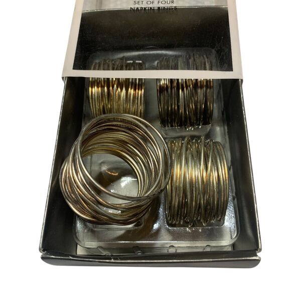 Lenox Silver Tone Metal Wire Napkin Rings Set of 4 In Box Tableware Holiday - Picture 4 of 4
